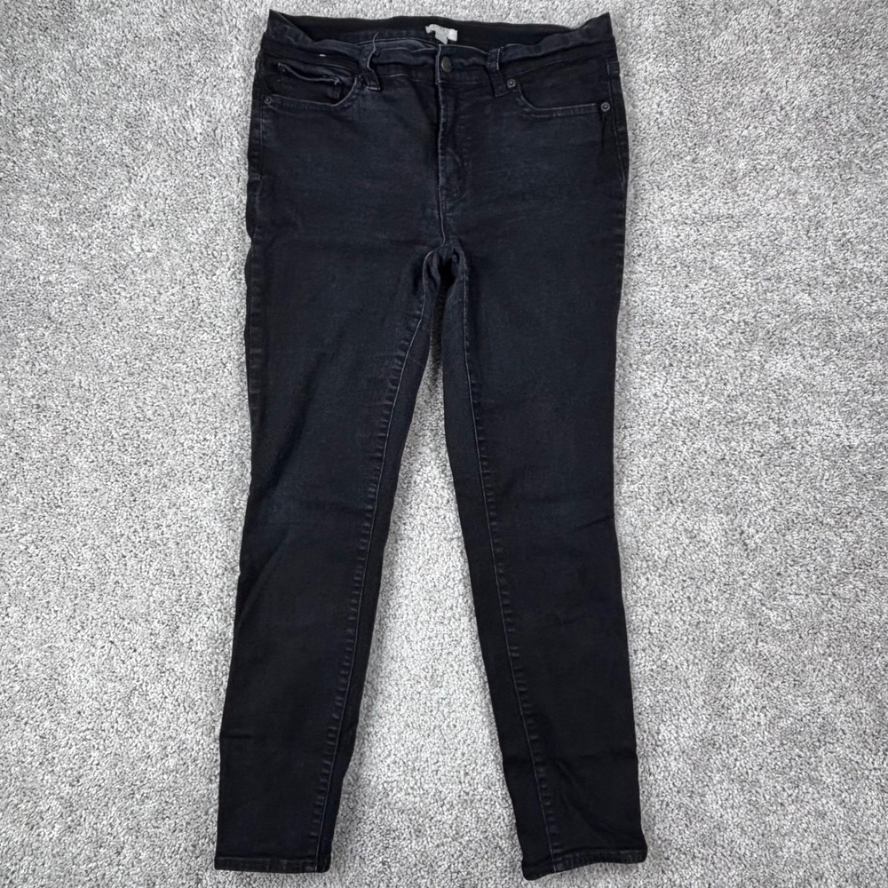 J.Crew Womens Black Stretch Skinny Jeans Mid Rise‎ Size 29 Denim Pants (READ)
